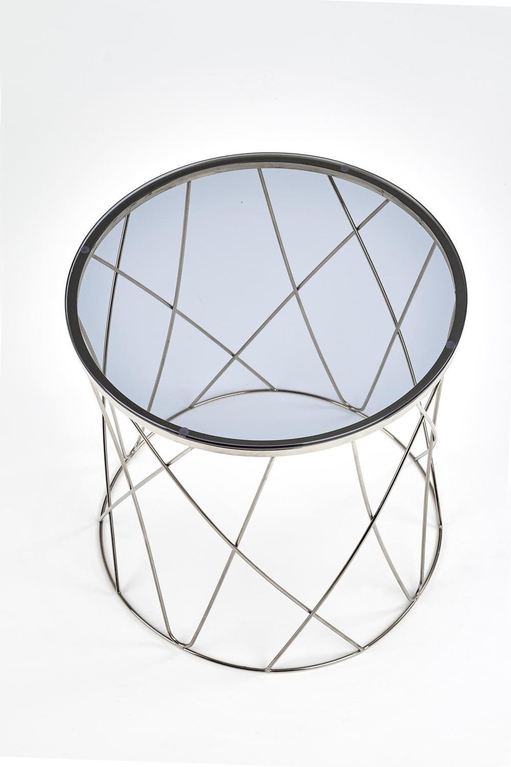 Stolik kawowy Borda okrągły szklany chrom nowoczesny do salonu 55 cm Intesi