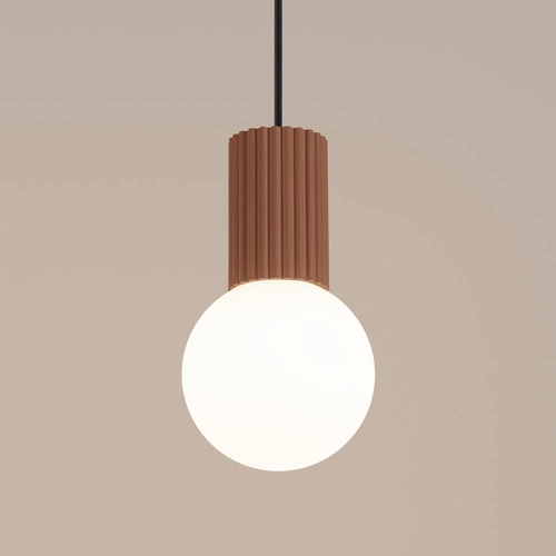 Lampa wisząca kula HALO 1 beżowa szklana do salonu nowoczesna SOLLUX LIGHTING