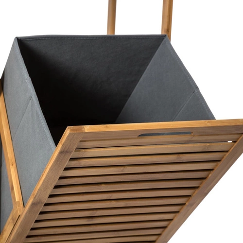 5five simply smart Regał łazienkowy bambusowy z koszem na pranie boho skandynawski 118 cm