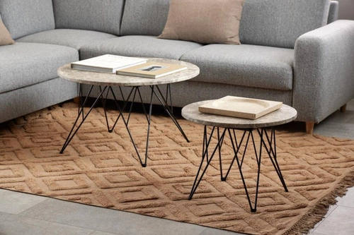 Stolik kawowy Prunus okrągły 80 cm marmurowy szary nowoczesny loft do salonu Actona