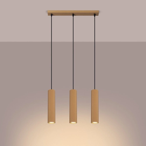 Lampa wisząca KARBON 3-punktowa złota nowoczesna do salonu regulowana wysokość
