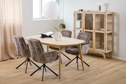 Witryna Marte drewniana skandynawska do salonu dąb bielony 140 cm