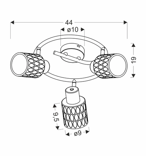 Lampa sufitowa Bill spirala czarna szklana 3-punktowa do salonu i kuchni CANDELLUX