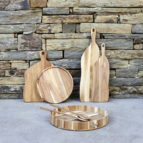 Intesi drewniana deska do krojenia z akacjowego drewna 45 cm do serwowania potraw