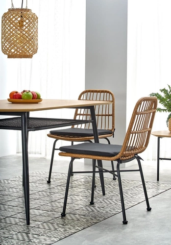 Stół do jadalni Sonic owalny dąb złoty czarne nogi nowoczesny loftowy 160x90 cm Intesi