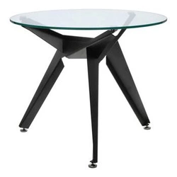 Stół okrągły szklany Troy 90 cm czarny nowoczesny do jadalni i salonu loftowy Intesi