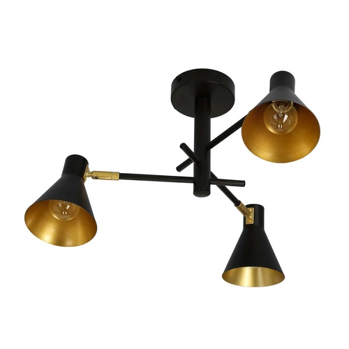 Nowoczesna lampa wisząca Less 3-punktowa czarna metalowa do salonu i nad wyspę