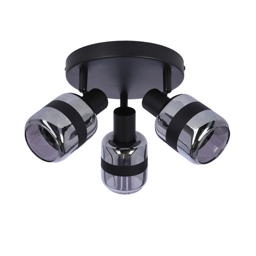 Plafon sufitowy Yuki nowoczesny czarny matowy z dymionym kloszem do salonu 33 cm