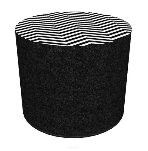 Pufa okrągła Ceily Intesi nowoczesna tapicerowana do salonu lub sypialni czarno-biała 40 cm