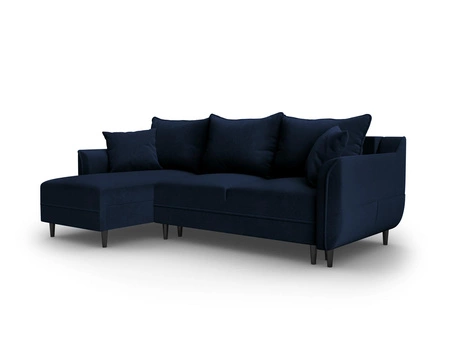 Narożnik z funkcją spania Basso Royal Blue Velvet Dwustronna kolor nóg czarny