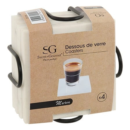 5five simply smart marmurowe podkładki pod kubki biały marmur dekoracyjne do kuchni 4 sztuki