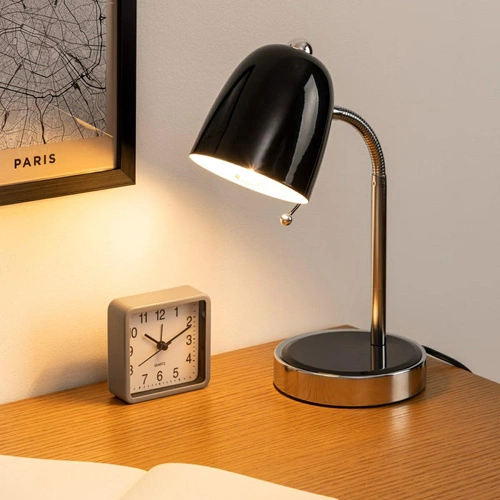 Lampka nocna Izan czarna metalowa 35,5 cm nowoczesna do sypialni i na biurko Atmosphera