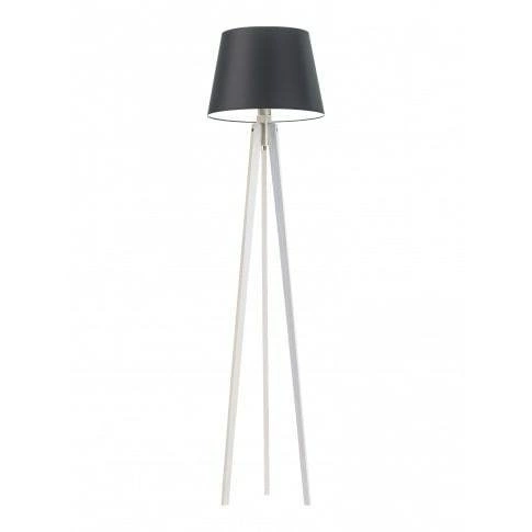 Lampa stojąca do salonu Curacao nowoczesna czarna z abażurem drewniana 158 cm Lysne