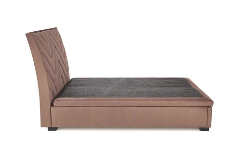 Łóżko kontynentalne tapicerowane 160x200 beżowe z pojemnikiem do sypialni Intesi