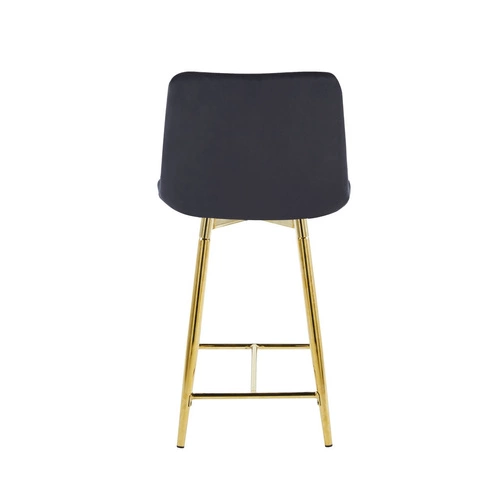 Hoker Poly Low czarny welurowy z oparciem na złotych nogach do kuchni i jadalni Intesi