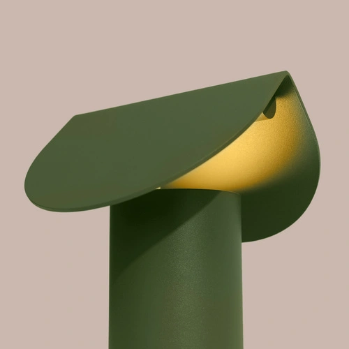 Lampa biurkowa LED BISCUIT oliwkowa nowoczesna na biurko 15 cm