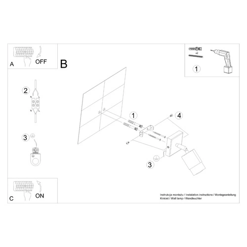 Kinkiet ścienny Nero czarny chrom regulowany nowoczesny do salonu lub sypialni Sollux