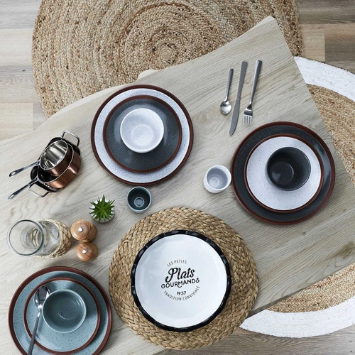 Talerz obiadowy ceramiczny Pavot 27 cm zielony nowoczesny do jadalni do zmywarki Intesi