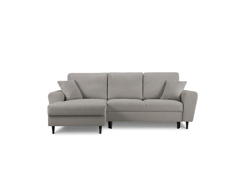 Narożnik z funkcją spania Moghan Grey Boucle Lewostronna kolor nóg czarny