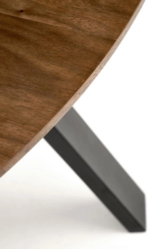 Stół okrągły do jadalni Ralik 120 cm orzechowy z czarnymi nogami nowoczesny industrialny