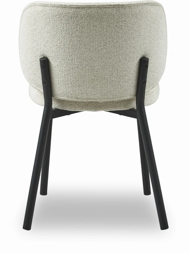 Krzesło tapicerowane boucle Naws białe do jadalni nowoczesne na czarnych nogach