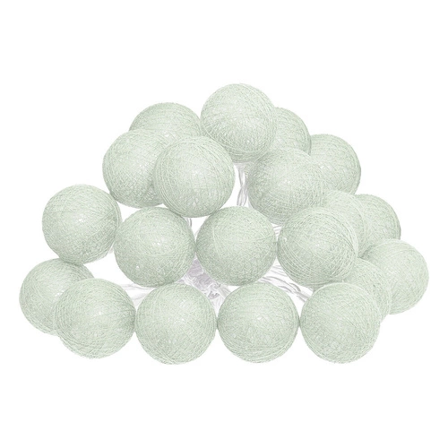 Girlanda cotton balls 20 lampek LED seledynowa