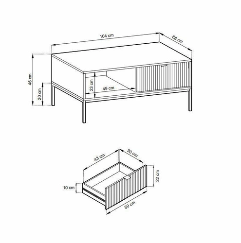 Stolik kawowy Delicious prostokątny czarny z szufladą nowoczesny do salonu Intesi