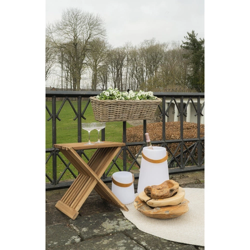 Stołek drewniany Erto tekowy naturalny boho do kuchni i salonu