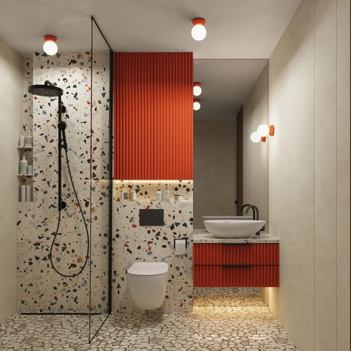 Plafon sufitowy ZORI IP44 okrągły brzoskwiniowy do łazienki i kuchni