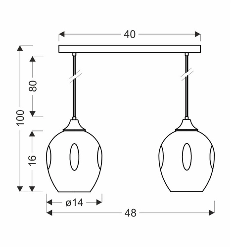 Lampa wisząca Aspa nowoczesna szklana brązowa 2-punktowa do salonu i jadalni