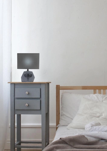 Lampka nocna do sypialni Animi nowoczesna betonowa z szarym abażurem CANDELLUX LIGHTING
