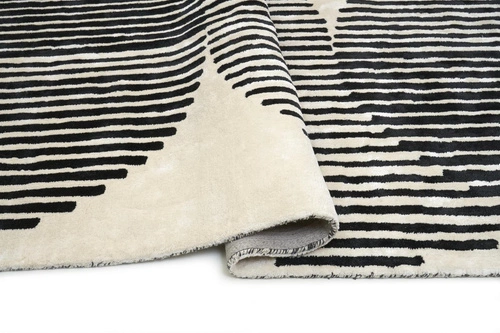 Dywan nowoczesny do salonu i sypialni Eclipse Ivory 200x300 ręcznie tkany z wiskozy czarno-biały