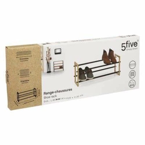 Stojak na buty 5five simply smart z drewna i metalu, regulowany, nowoczesny, czarno-naturalny