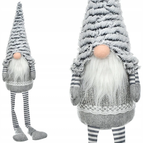 Skrzat w futrzanej czapce szary  70cm   