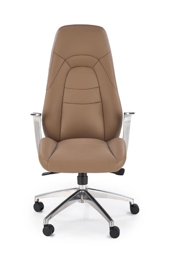 Fotel biurowy ergonomiczny obrotowy Nolvia cappuccino skórzany z podłokietnikami do biura