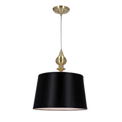Lampa wisząca Prima gold złoty satynowy 1x60W E27 abażur czarny