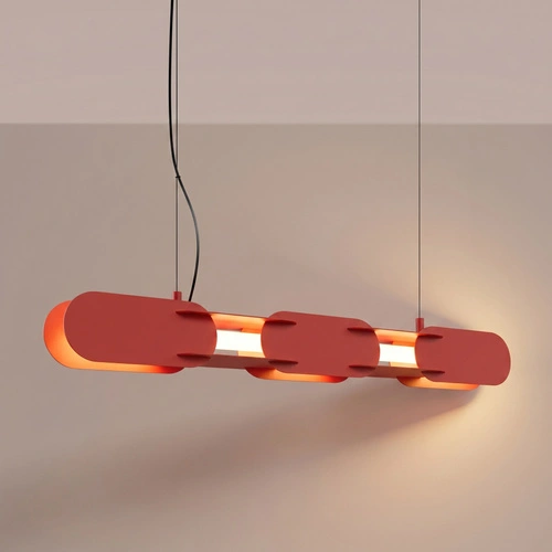 Lampa wisząca LED CHAIN czerwona nowoczesna do salonu 91 cm