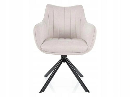 Krzesło Murray tapicerowane obrotowe do jadalni beżowe z podłokietnikami