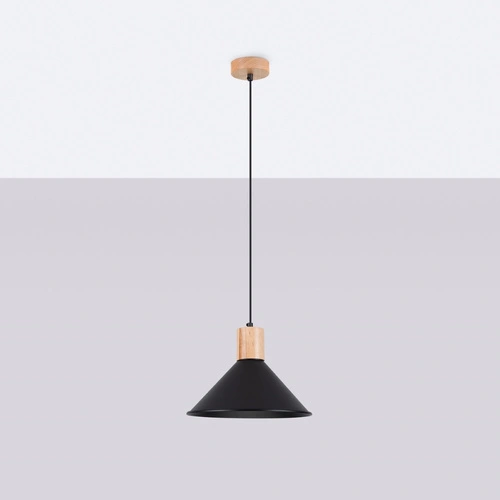 Lampa wisząca JAGA czarna skandynawska stalowa do salonu i nad stół 30 cm SOLLUX