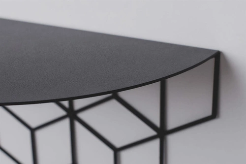 Stiga nowoczesna czarna półka ścienna metalowa do salonu i sypialni POLYHEDRA 28 cm