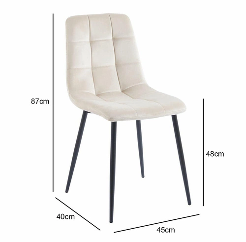 Krzesło tapicerowane Caro Velvet beżowe do jadalni i salonu welurowe na czarnych nogach
