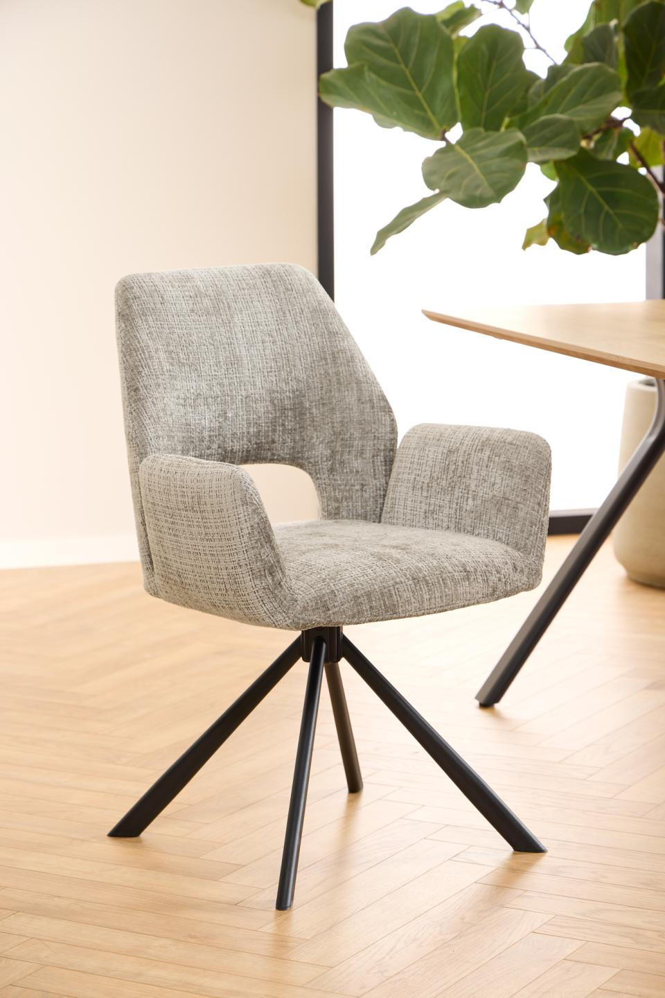 Actona Graham krzesło tapicerowane obrotowe szare do jadalni salonu