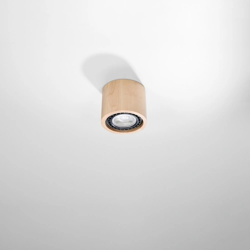 Plafon sufitowy BASIC 1 skandynawski drewniany do salonu i kuchni SOLLUX 14x14 cm