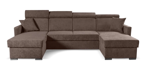 Narożnik Mils U brązowy nowoczesny z funkcją spania i pojemnikiem do salonu