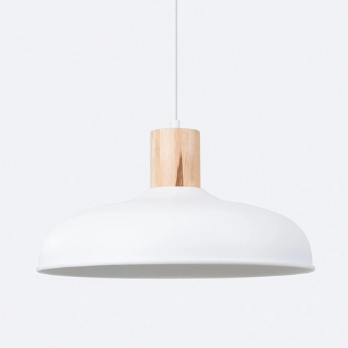 Lampa wisząca INDY biała skandynawska stalowa do salonu i jadalni nad stół 38 cm