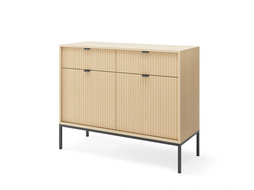 Komoda Delicious ryflowana z szufladami na nóżkach do salonu 104 cm