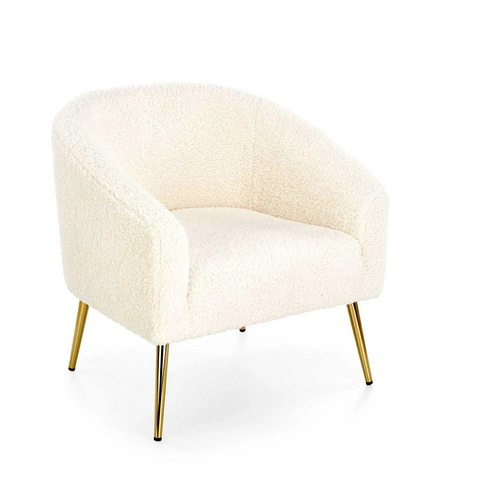 Fotel wypoczynkowy Eder kremowy welur do salonu nowoczesny z podłokietnikami Intesi