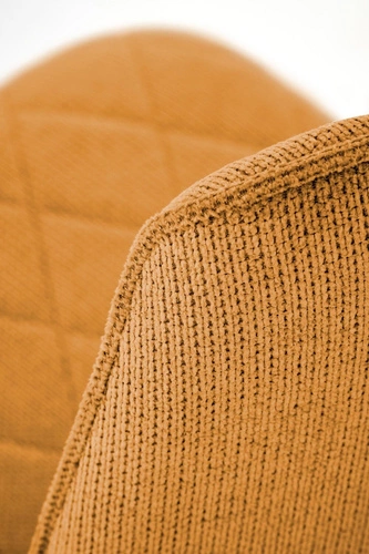 Krzesło tapicerowane Fenri musztardowe do jadalni nowoczesne pikowane z czarnymi nogami Intesi