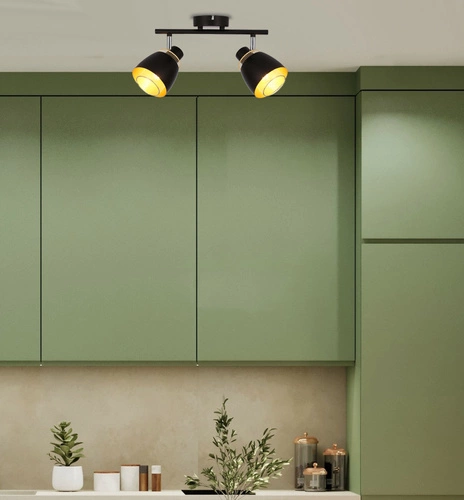 Lampa sufitowa Aleksandria czarna złota regulowana do salonu i sypialni 2-punktowa