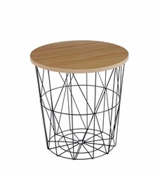 Stolik kawowy okrągły Salvatore 42 cm dąb naturalny czarny nowoczesny do salonu Intesi